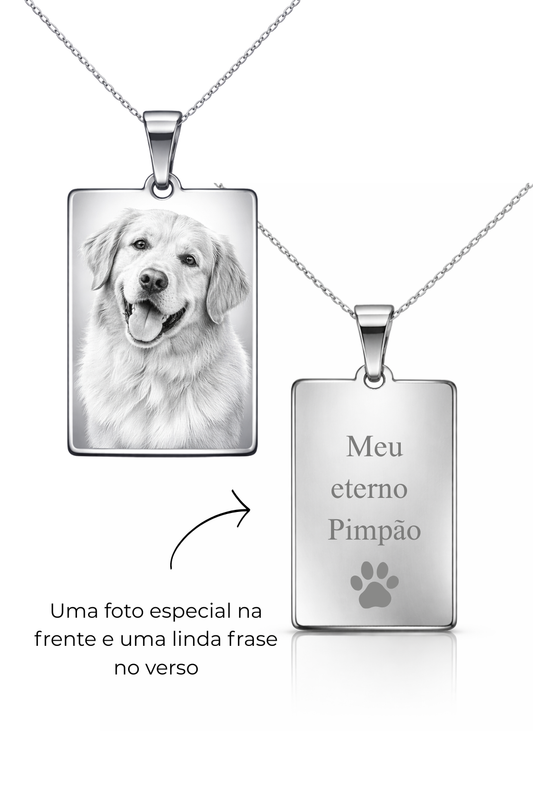 Colar Personalizável Retangular Aço Inox