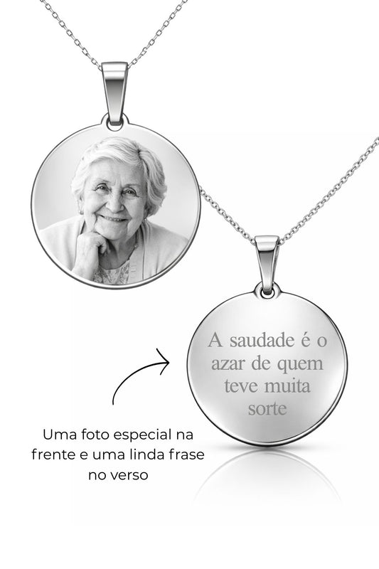 Colar Personalizável Medalha Feminina/Masculina Aço Inox