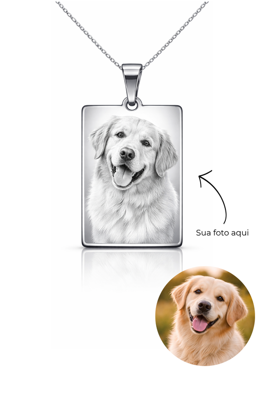 Colar Personalizável Retangular Aço Inox