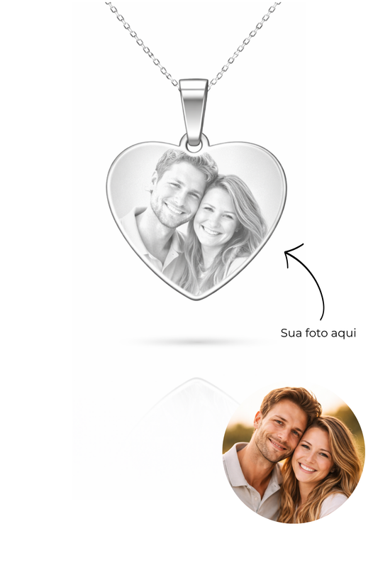 Colar Personalizável Coração Feminino Aço Inox