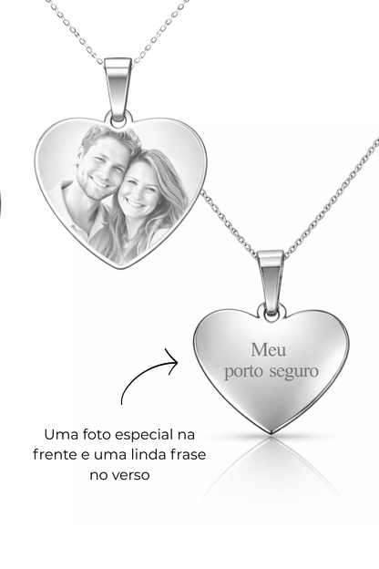 Colar Personalizável Coração Feminino Aço Inox