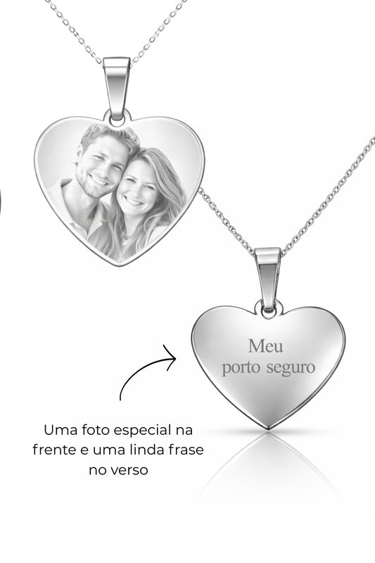 Colar Personalizável Coração Feminino Aço Inox